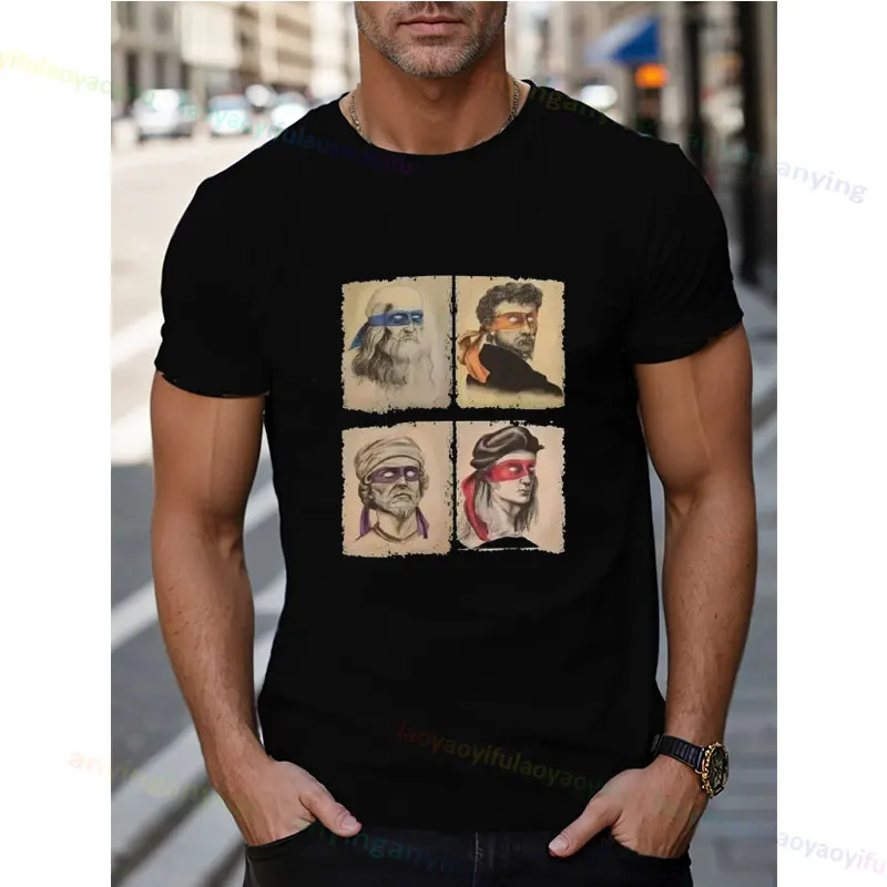 Casual Wear Men's TShirt Funny Italian Turtles Art Lovers Gift Renaissance Ninja Artists Pure Cotton T Shirt Graphic Streetwear