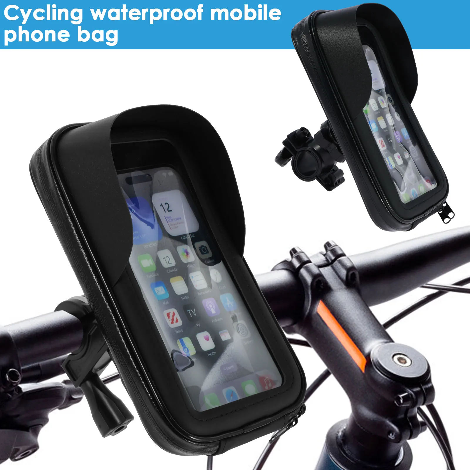 360° Rotatable Bike Phone Holder Bag Waterproof Motorcycle Handlebar Bag Bicycle Pouch Touch Screen Phone Mount Accessories