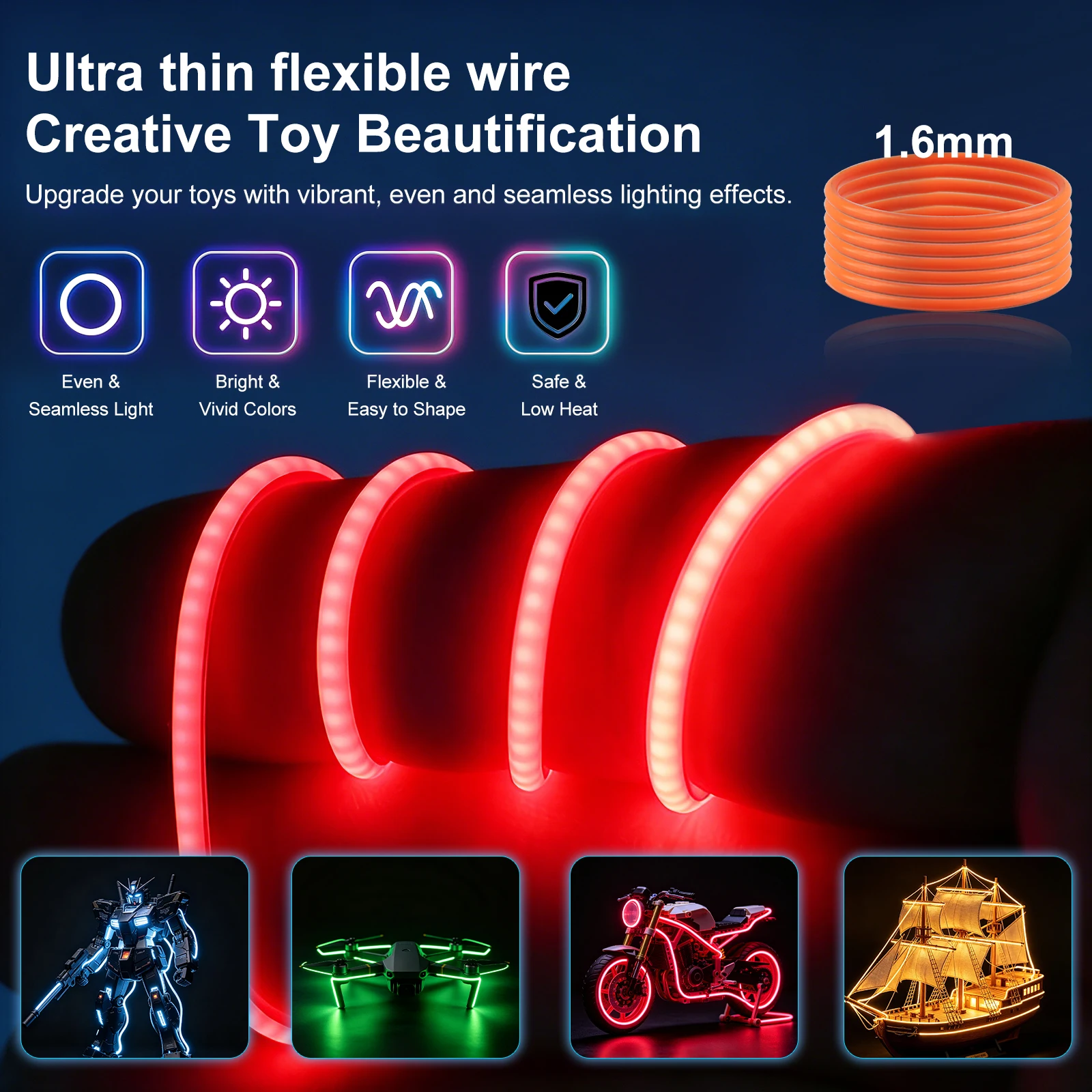 DC 3V COB LED Filament Flexible Bendable 360° Glow Light Battery Operated Retro Edison Bulb Parts DIY Christmas Party Decoration