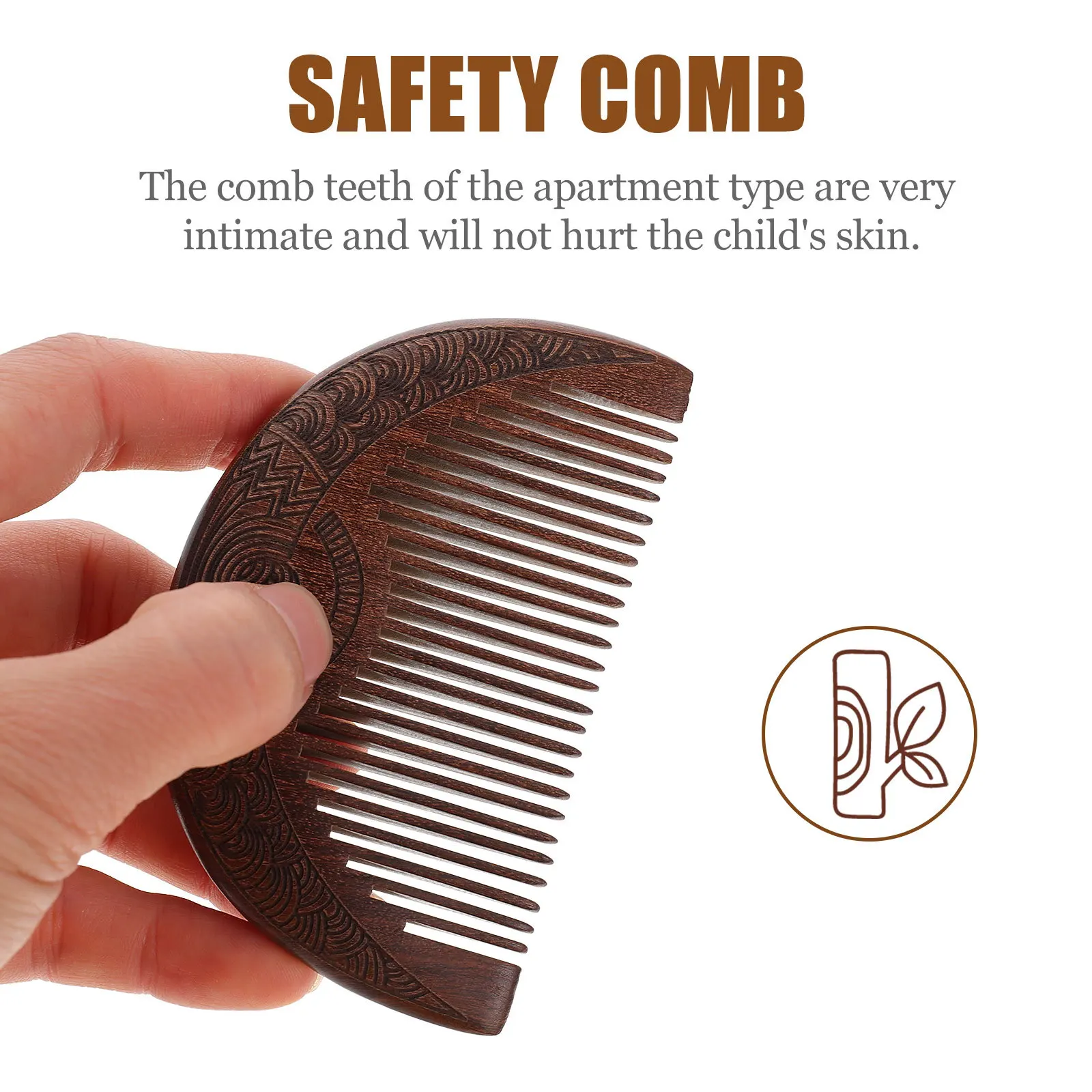 

Baby Comb Thick Portable Wooden Comb Smooth Round Design Comfortable Grip For All Hair Types Detangling Tool Travel Use
