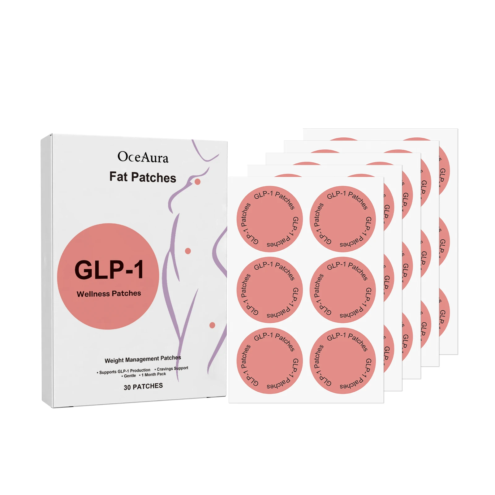 GLP-1 Patches Weight Loss for Women Support Appetite Suppressant Hunger Control Metabolism Fat Burn Gut Health Slimming Stickers