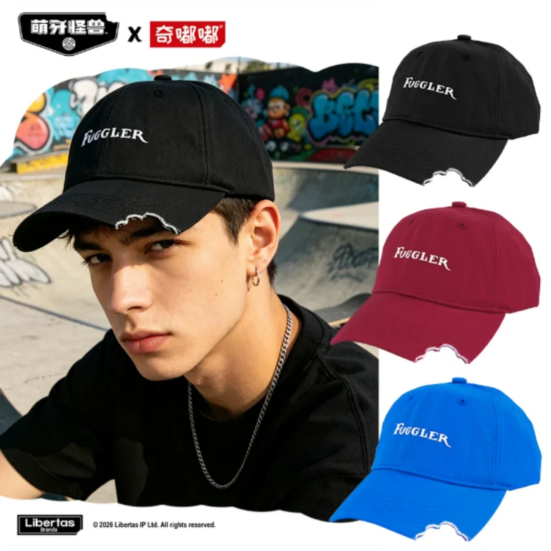 

Fuggler Baseball Cap Embroidery Soft Korean Style Minimalist Distressed Brim Unisex Face Slimming Casual Daily Outdoor