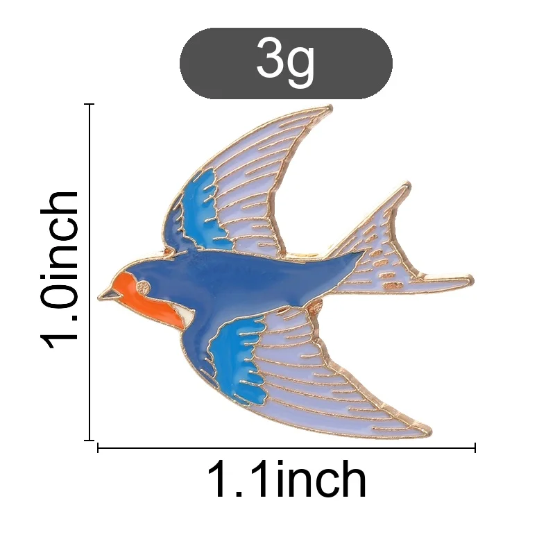 Vintage Swallow Enamel Pin, Retro Flying Bird Badge, Fashion Accessory for Clothes and Backpacks, Gift for Swallow Lovers