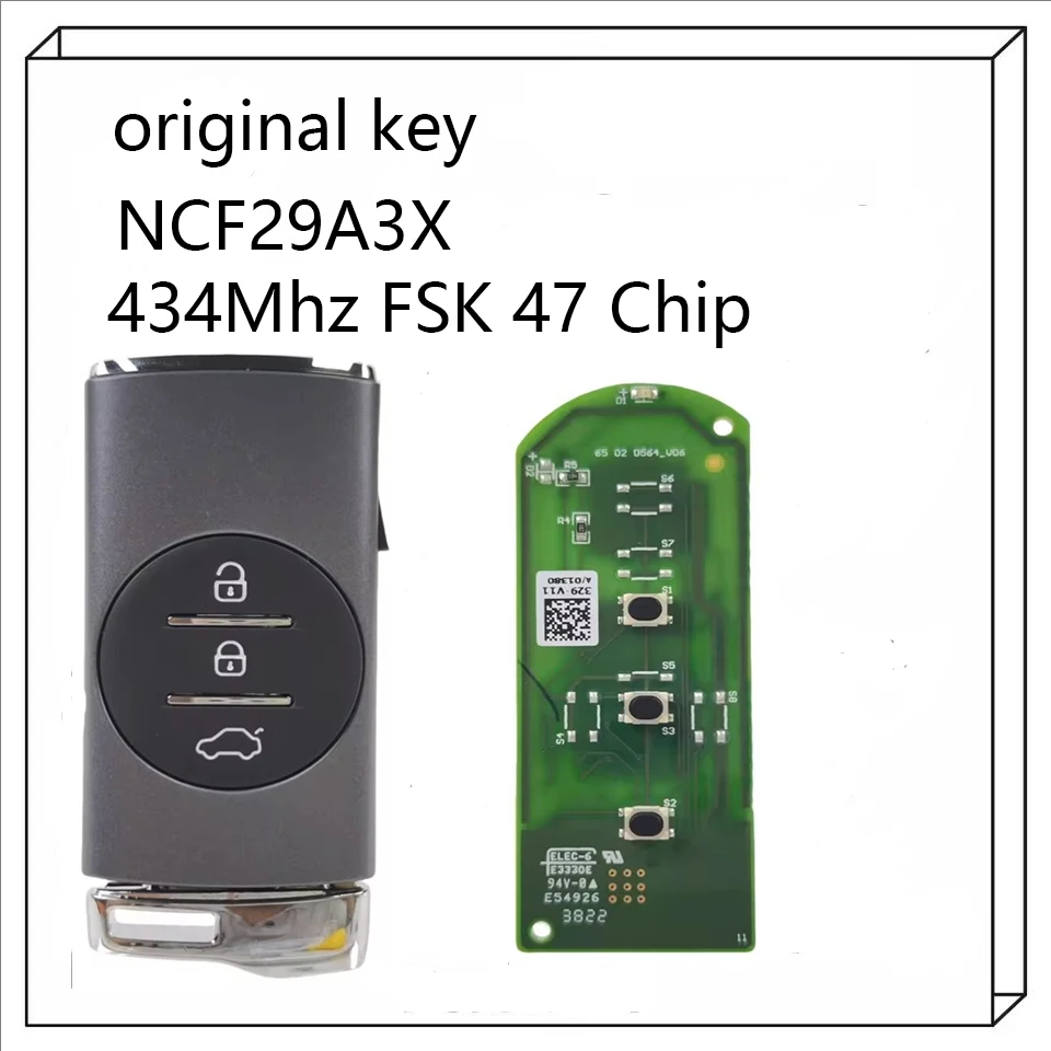 

Оригинальный умный ключ от автомобиля, 3 кнопки, 434 МГц, FSK 47 чип NCF29A3X для Chery Exeed TXL/VX/TX/LX 2021-2024