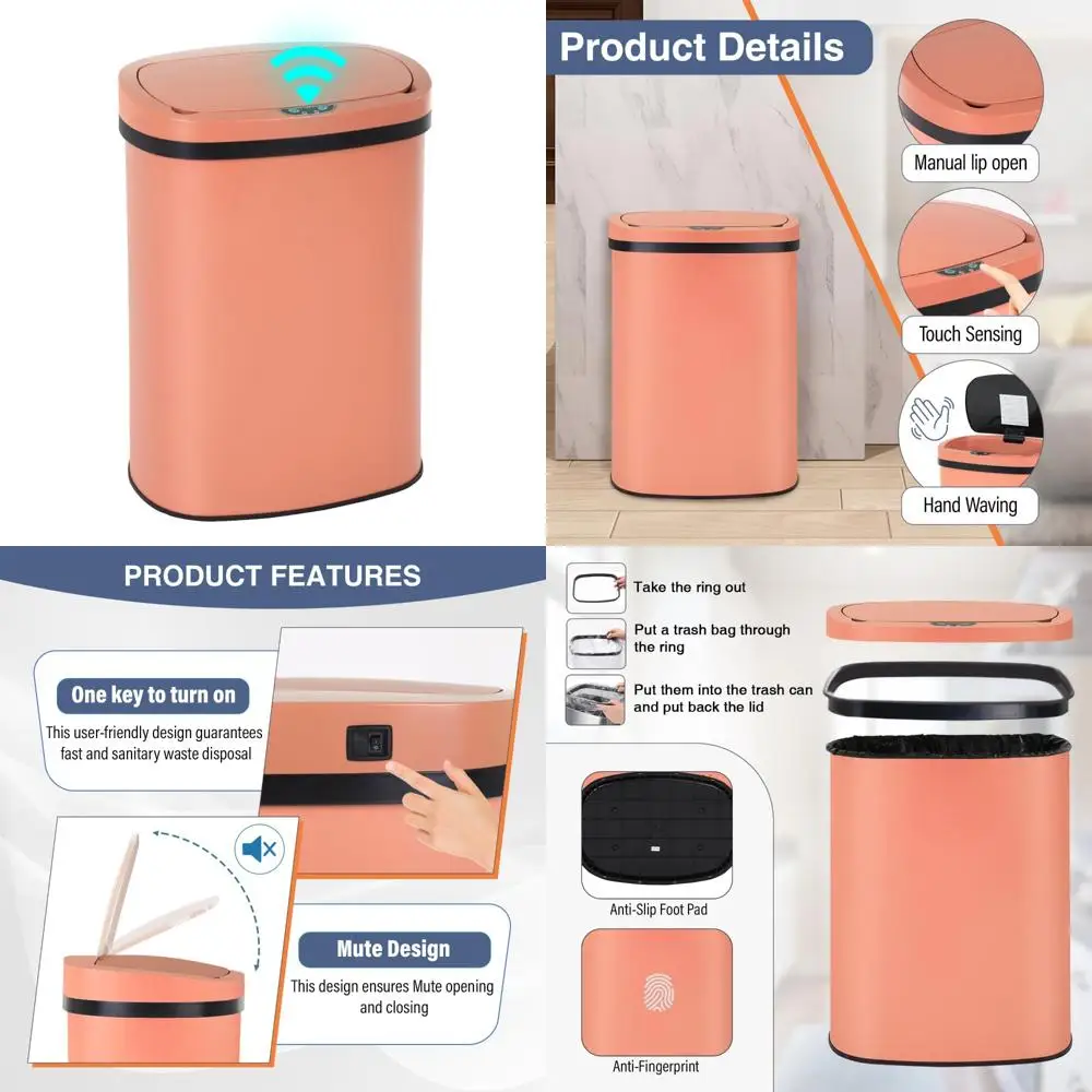 

Automatic Touch-Free 13 Gallon Kitchen Trash Can with High-Capacity Motion Sensor Lid for Kitchen Use