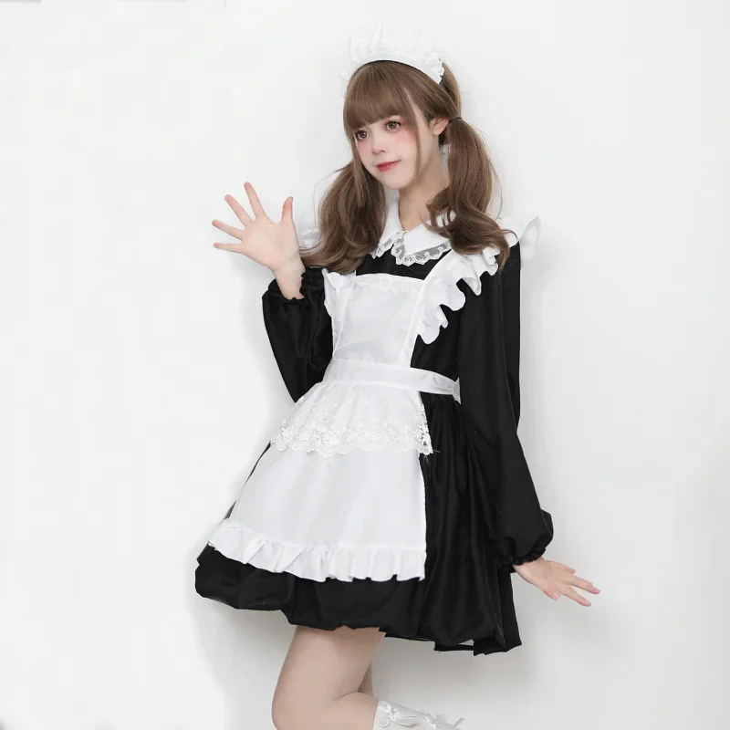 Traje de sirvienta de Anime Lolita Kawaii, traje de sirvienta de cosplay azul rosa, falda Lolita, disfraces de cosplay japoneses, atuendo de anime lindo