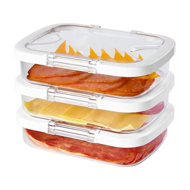 ABMR-For Lunch Meat Storage 3 Pcs Container For Fridge Compatible Airtight Lids, Stackable Refrigerator Organizers