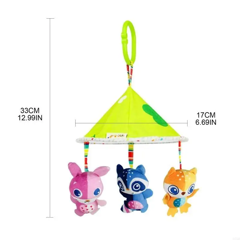 H55B carrinho bebê Baby Rattle Toy Huschair Wind Pram pendente berço pendurado na cama campainha desenho para