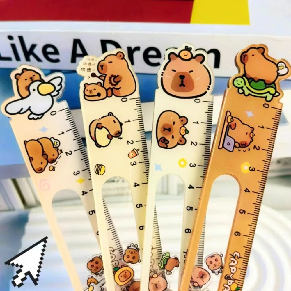 Mainan penggaris goyang membosankan Capybara kecantikan tinggi penggaris lurus pelajar Kawaii penggaris kartun Aryclic Gambar matematika penggaris anak-anak