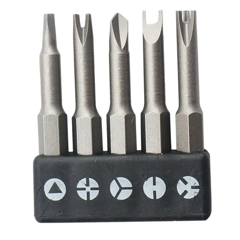 Drill Driver Bit Set 5 Pieces Chrome Vanadium Steel Screwdriver Bit Set U-shaped Y-Type Triangle Inner Three Points