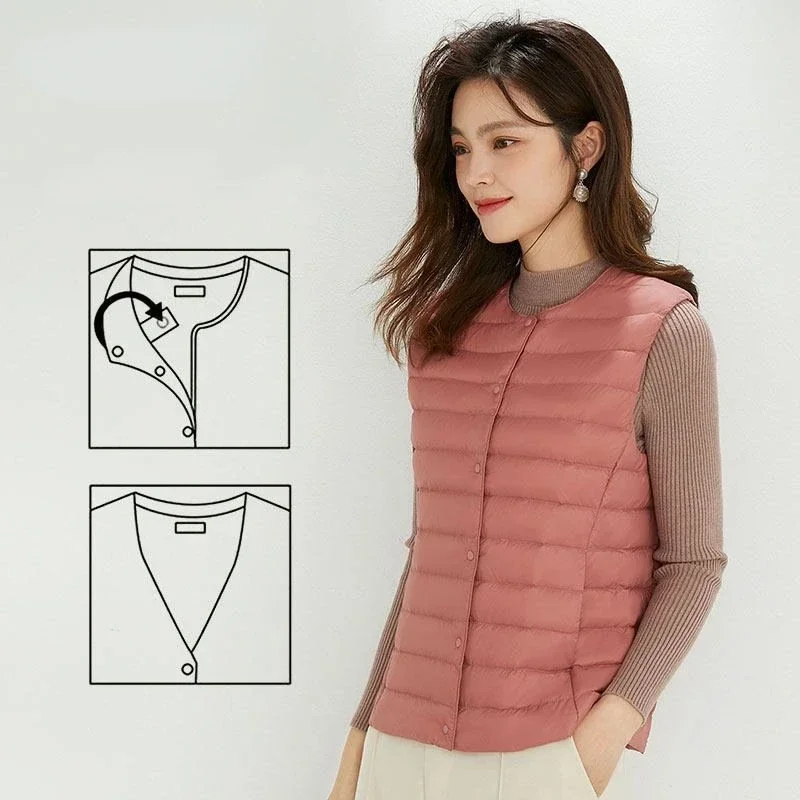 Spring Women Sleeveless Puffer Vest Women\'s Ultra Light Down Vest Women Waistcoat Portable Warm Liner Inner Cloth Winter