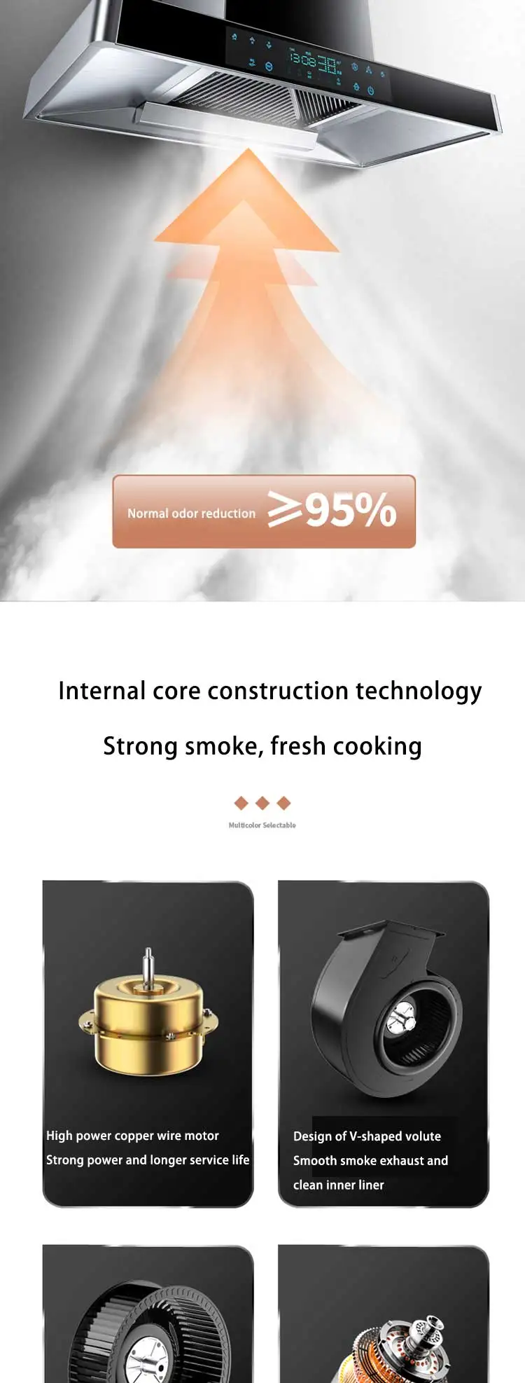 Range Hood Home Kitchen Touch Type Top Suction Type Automatic Cleaning Range Hood Gas Stove Package