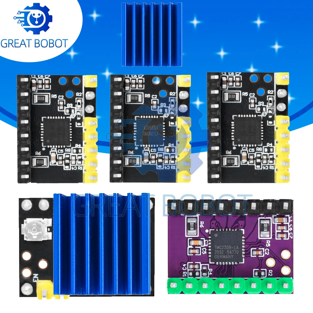 TMC2209 TMC2130 256 Subdivision Silent Stepper Driver - 5.5V-28V, Drop-in Replacement for TMC2208/A4988