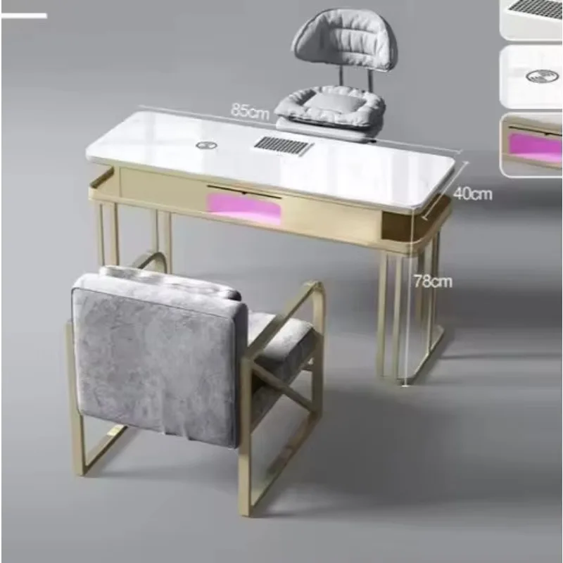 Factory Direct 2026 High Quality Leisure Style Salon Furniture Set Metal With Velvet Nail Manicure Table Salon Table