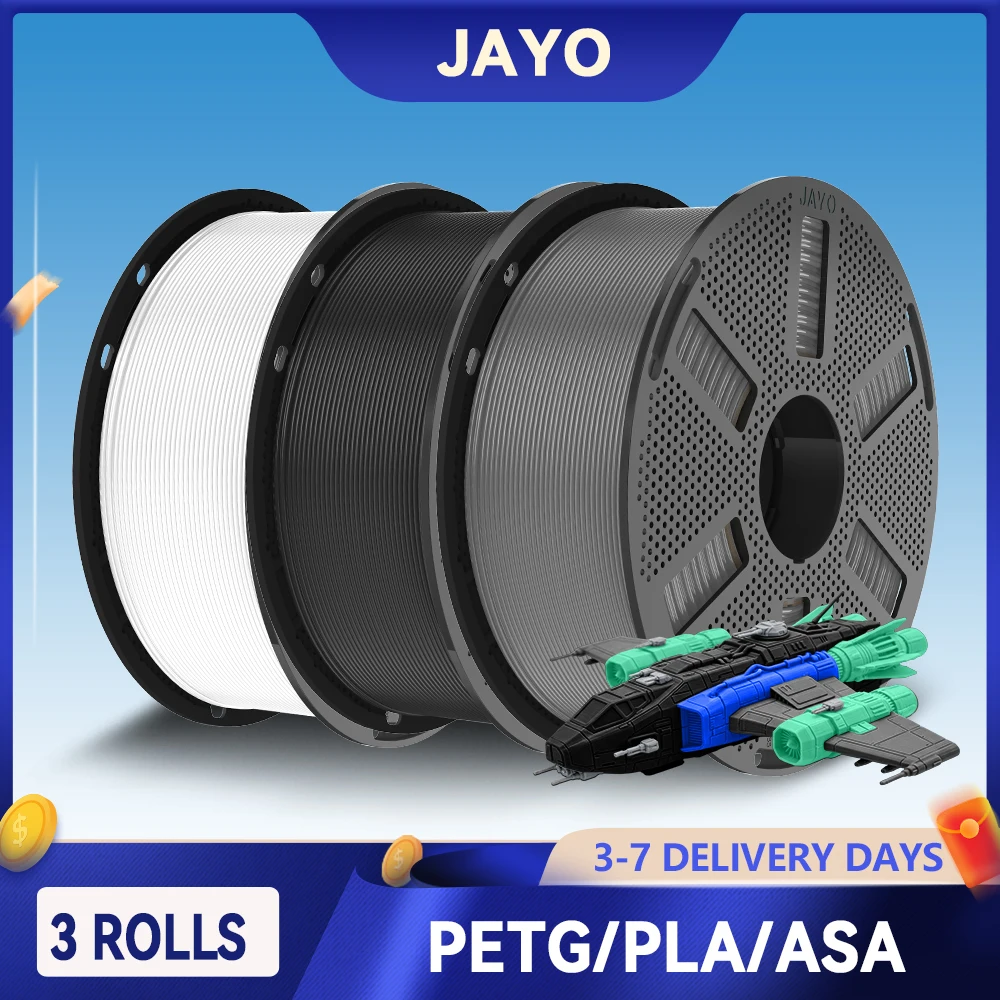 Image of JAYO 3 Rollen 3D PLA/PETG/ASA Druckerfilament 1,75mm Hochfestes & Ungiftiges 3D FDM Druckmaterial für 3D-Drucker & 3D-Stifte