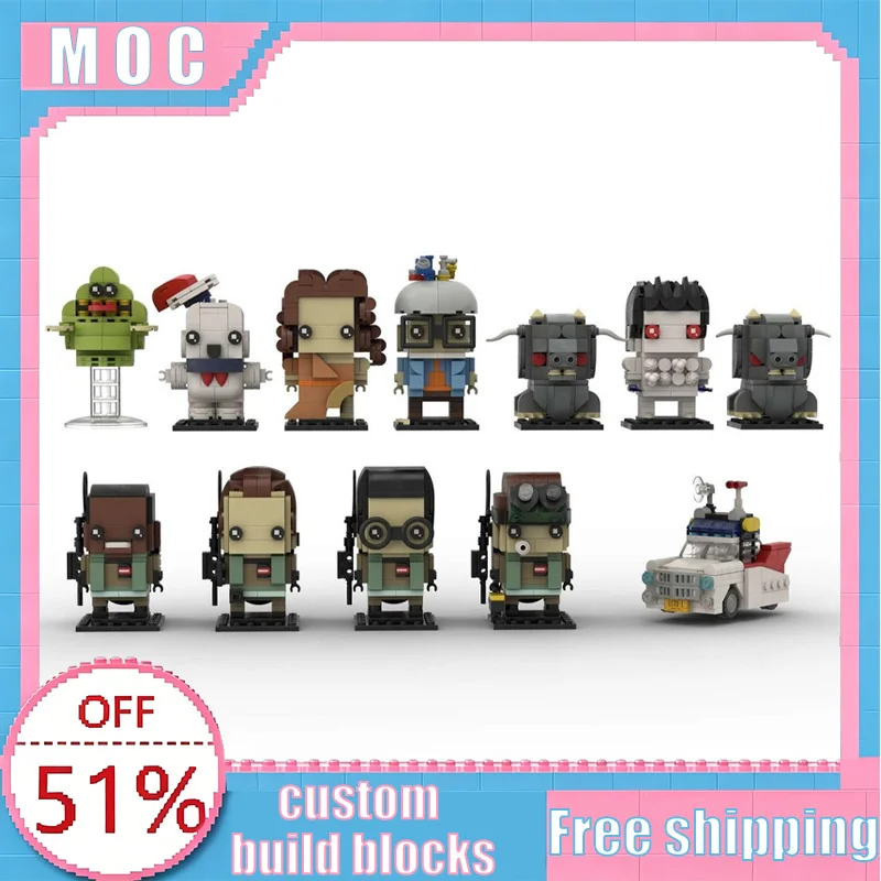 

1643 Parts Ghost Catcher Team Character Brick Head Bundle MOC Building Blocks Creative Figure Model DIY Assembly Birthday Gifts
