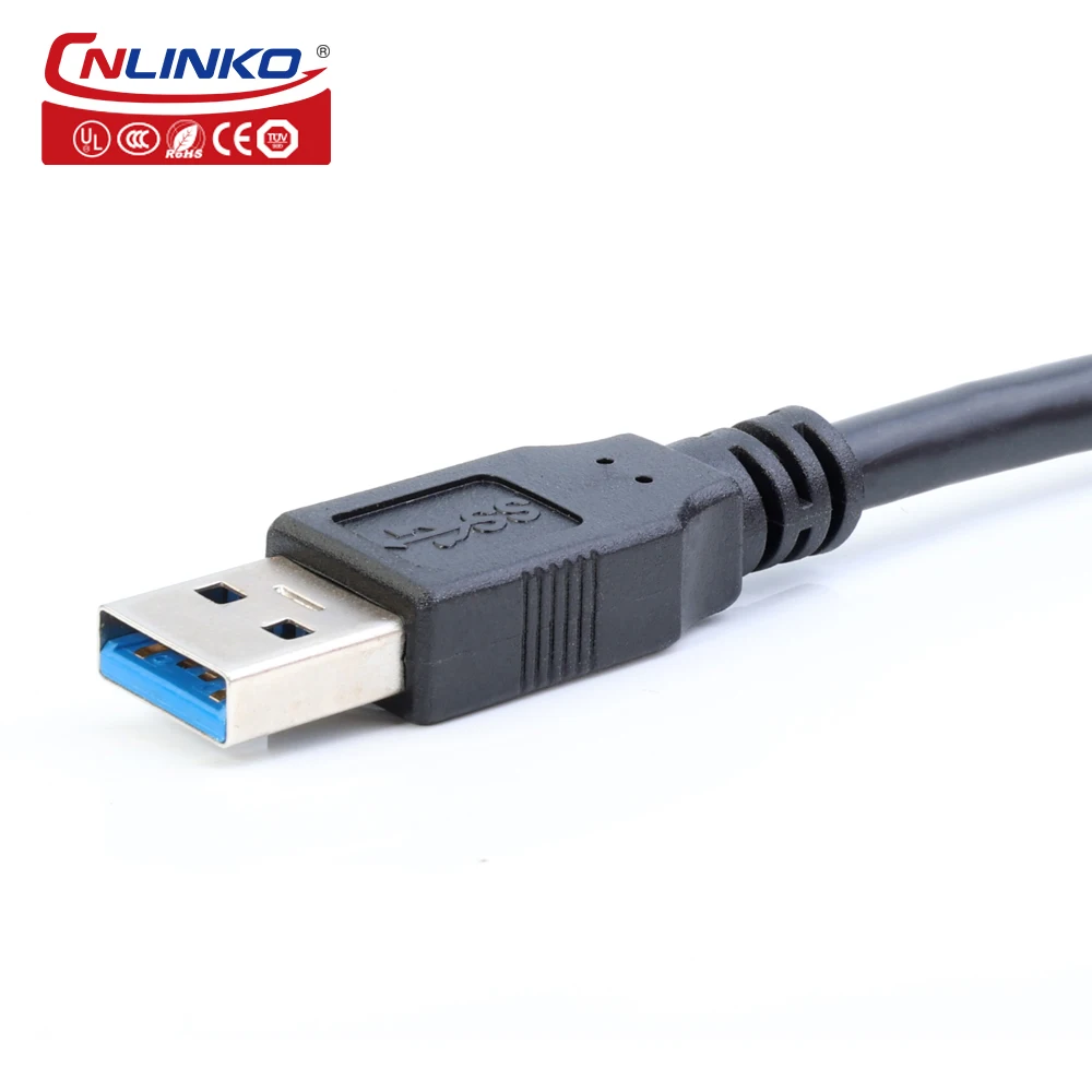CNLINKO Upgraded 3-point Buckle Waterproof USB2.0 USB3.0 Charging Port Power Cable Connector USB Data Interface Wire Connector