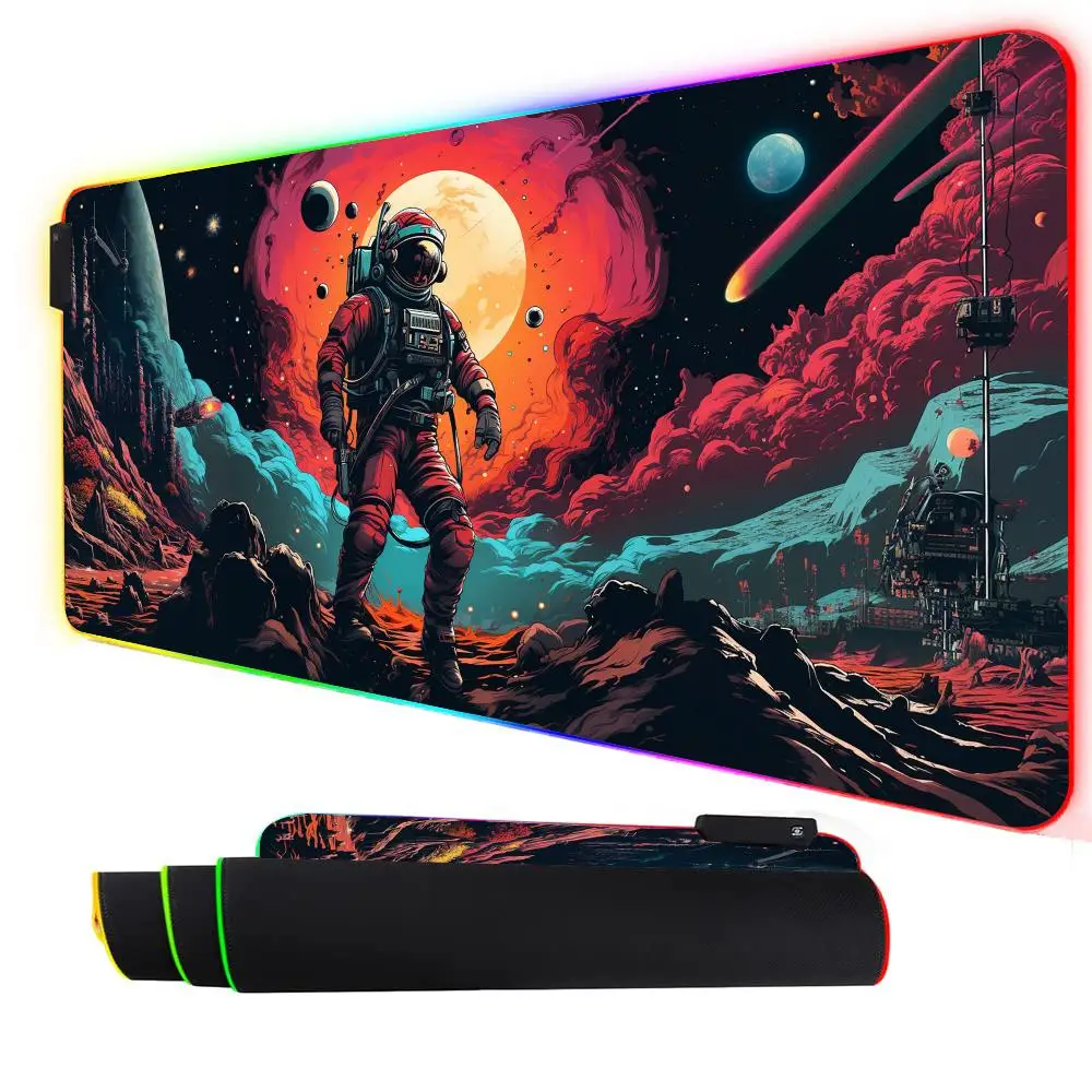 

RGB Mouse pad Fantasy Astronaut gaming mat rubber anti-slip Desk Mat LED glow Gaming keypad mousepad gamer pc accessories