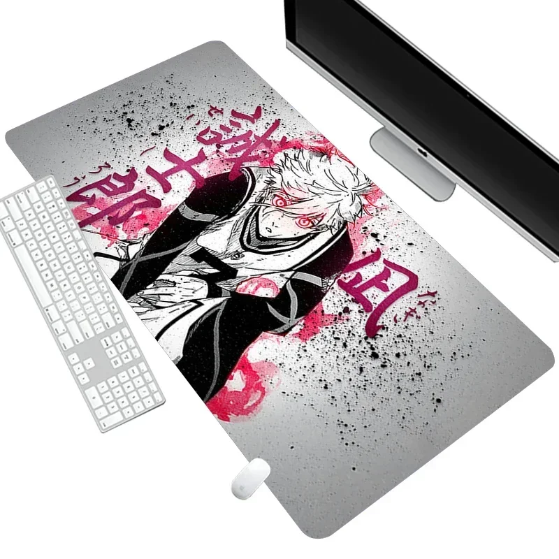 Leather Mousepad Anime PC Gamer Keyboard Large Size Black and White Mouse Pad Grande Laptop Gaming Desk Mat Non-Slip Tablecloth
