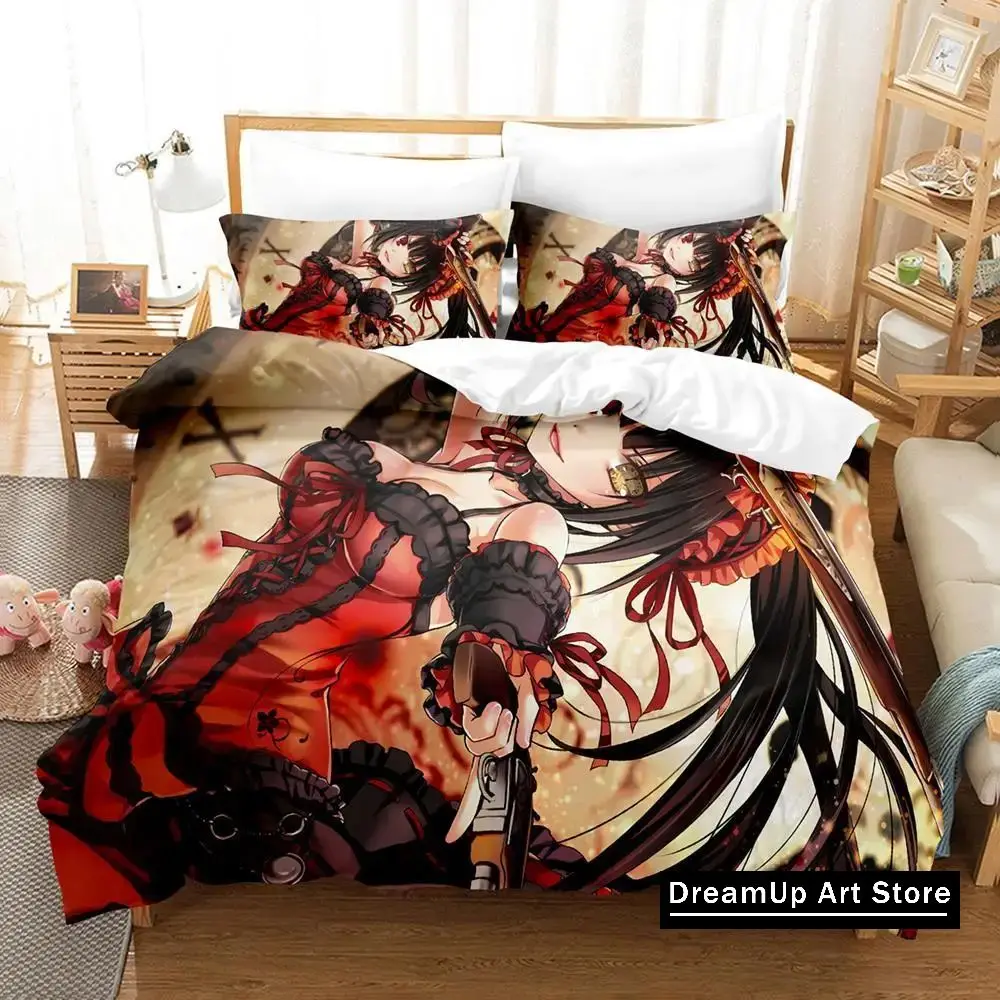 Anime Date A Live Tokisaki Kurumi Bedding Set Boys Girls Twin Queen Size Duvet Cover Pillowcase Bed Kids Adult Fashion