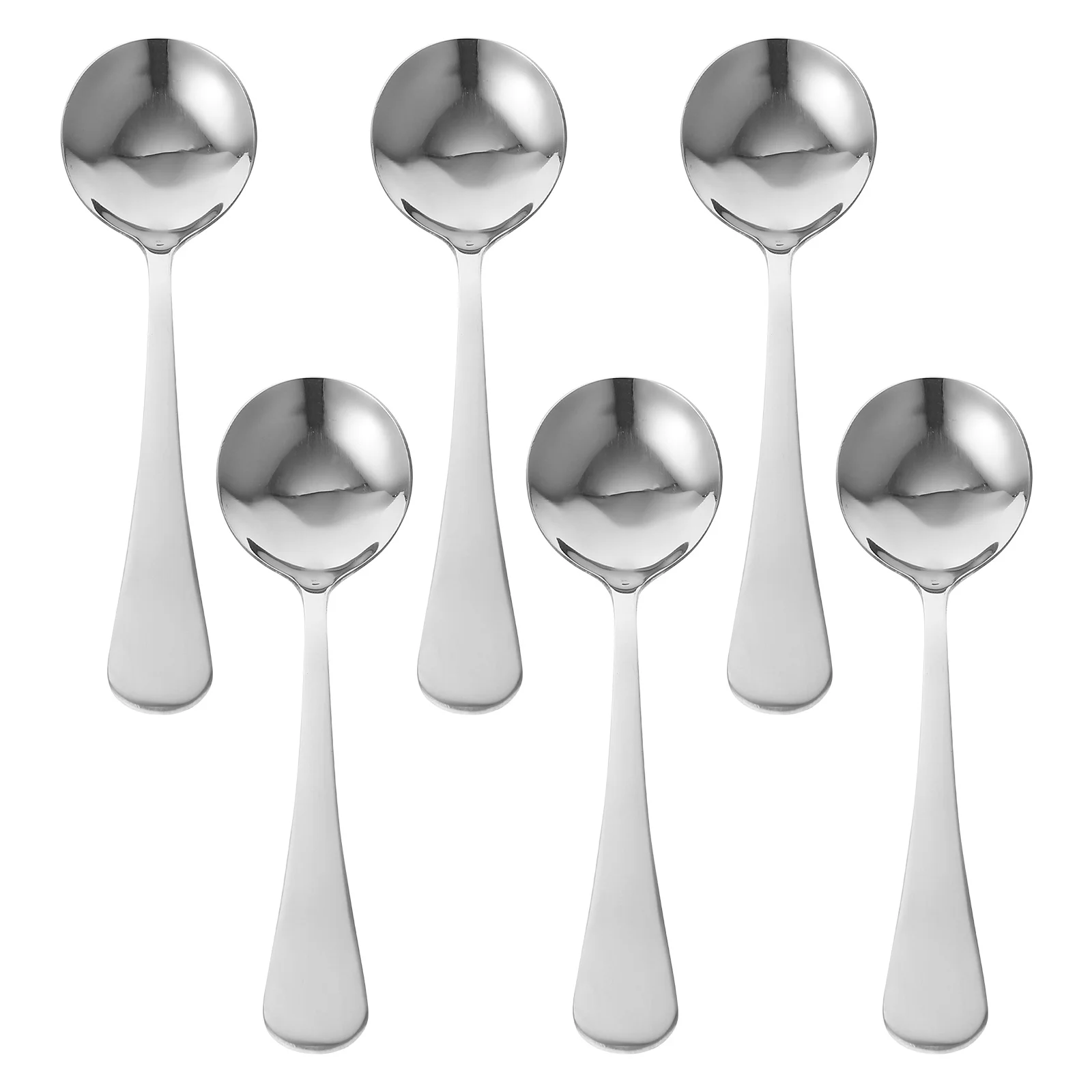 

6Pcs Stainless Steel Soup Spoons Healthy Multipurpose Soup Spoon Household Dinner Kitchen Essential Utensils