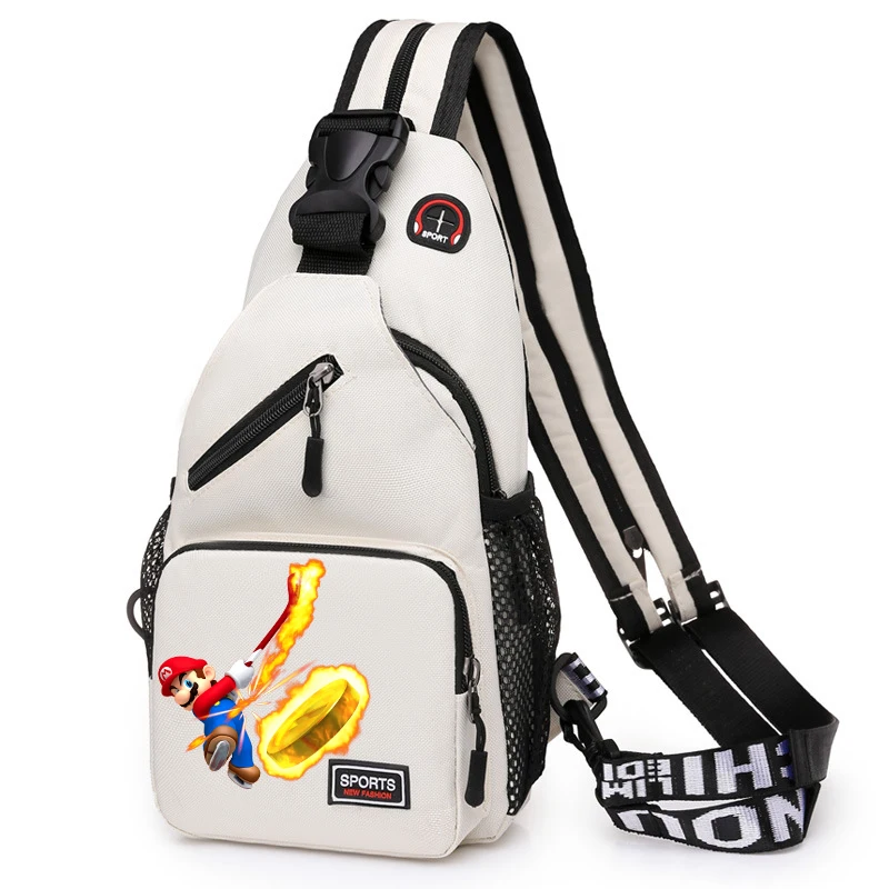 New Super Marios Chest Bag Men's Anime Korean Version Crossbody Bag Boys' Outdoor Sports and Leisure Strap Backpack Trendy Gifts