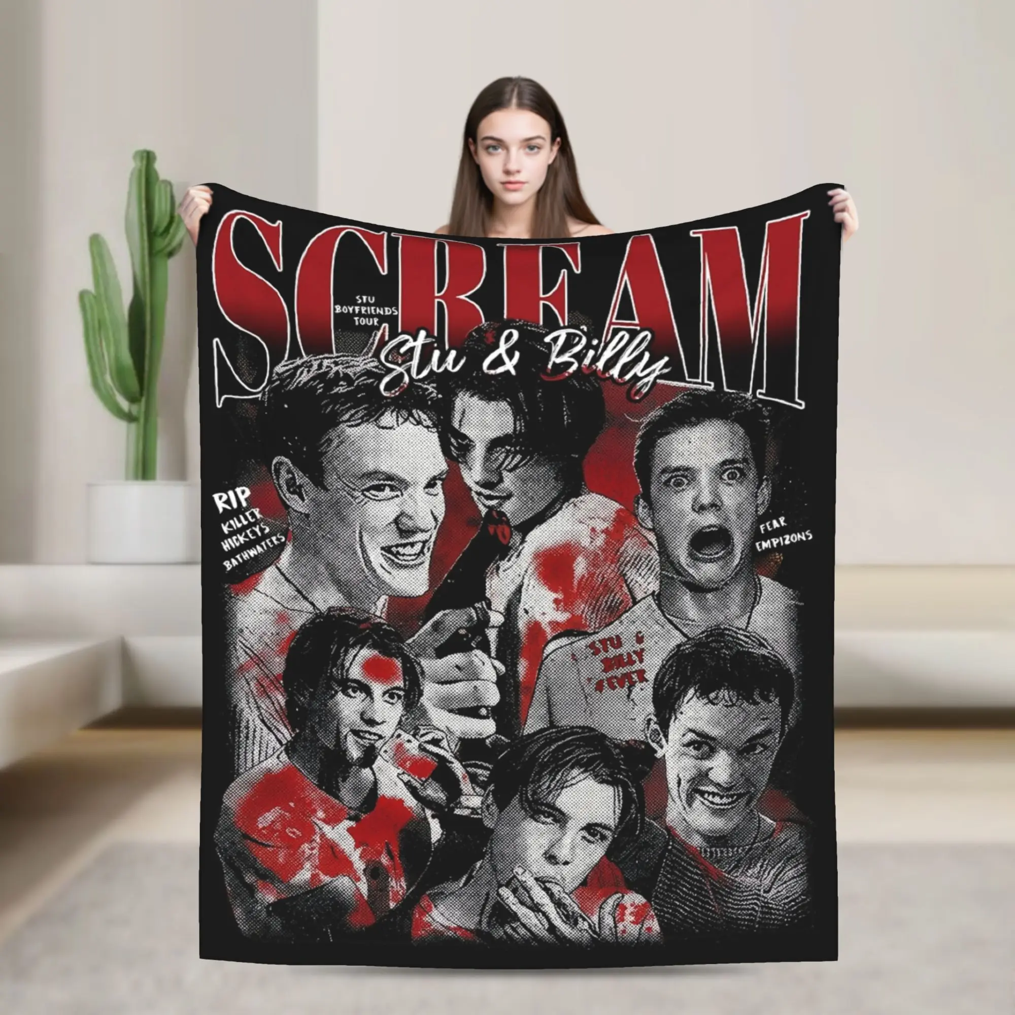 Scream Stu & Billy Loomis Movie Blankets Velvet Autumn/Winter   Lightweight Throw Blanket for Bed Couch Bedding Throws