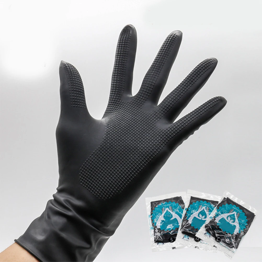

4pcs Waterproof Hair Dyeing Gloves Rubber Long Anti-Slip Protective For Salon Barber Gardening Cleaning Home Kitchen Tools