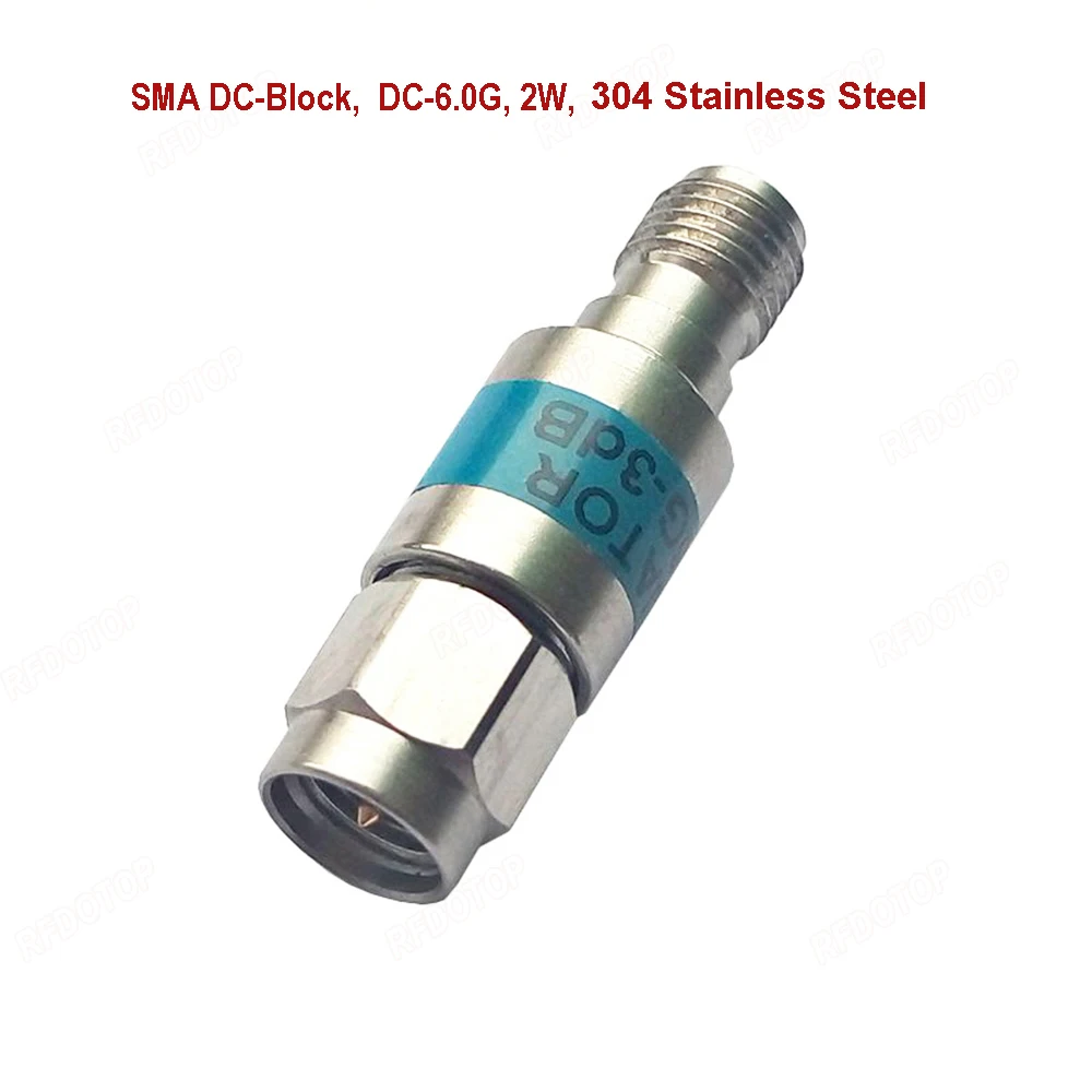 2W DC-Block SMA Male to Female DC-6.0GHz 50ohm RF Coaxial Block SWR≤1.2 DC blocker Connector High Quality Fast Ship