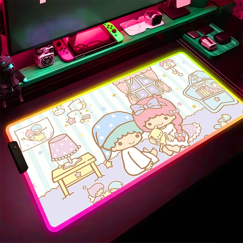RGB LED-muismat Laptop Rubber Uitgebreide pad HD-muismat Computerspel Muismat L-little Twin Star PC-accessoires Toetsenbordpad