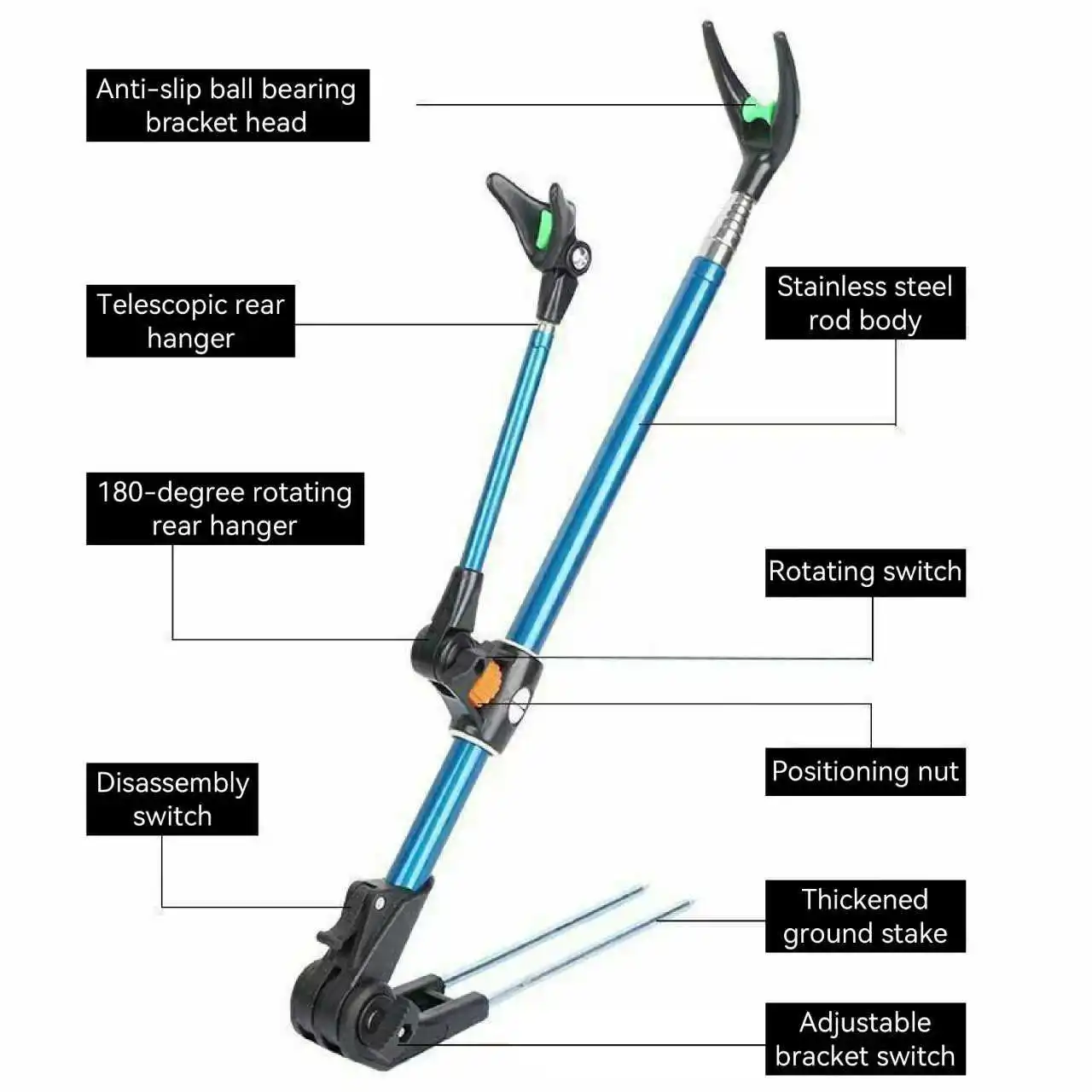 سميكة تلسكوبي الصيد رود قوس الصيد رود ثنائي الغرض قوس الصيد رود حامل 1.7 متر/2.1 متر/2.4 متر جديد الفولاذ المقاوم للصدأ