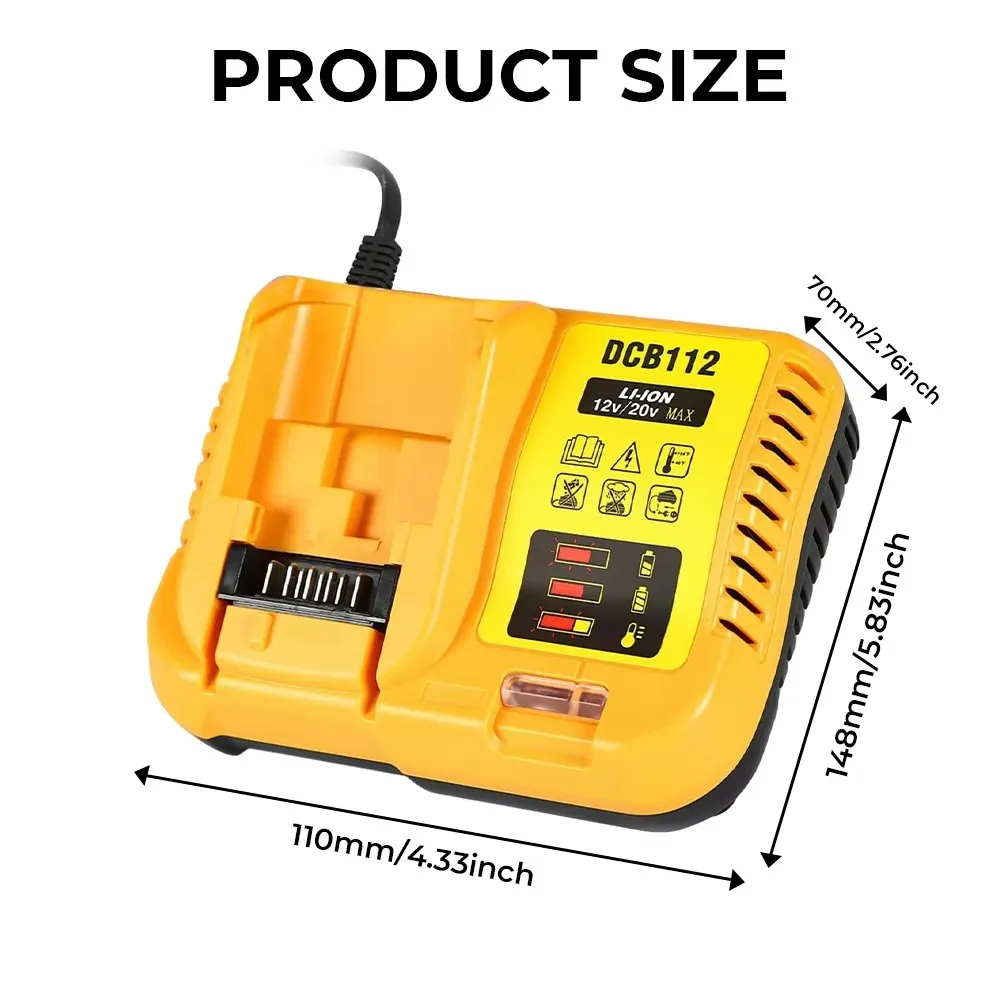 Замена зарядного устройства DCB112 для аккумулятора dewalt 20 В DCB123 DCB125 DCB203 DCB204 DCB206 (батарея в комплект не входит)