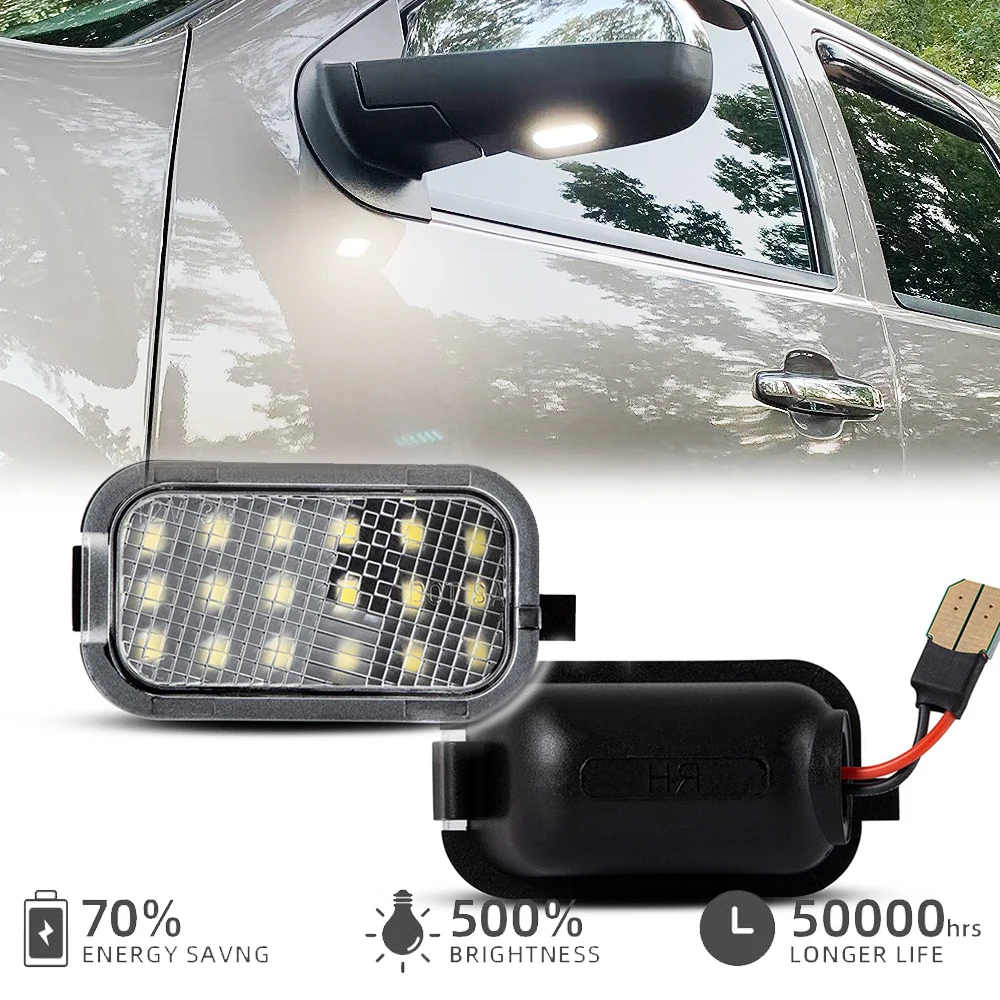 White 18SMD LED DRL Daytime Running Side Mirror Puddle Light for GMC Sierra Yukon Chevy Tahoe Suburban Silverado Avalanche