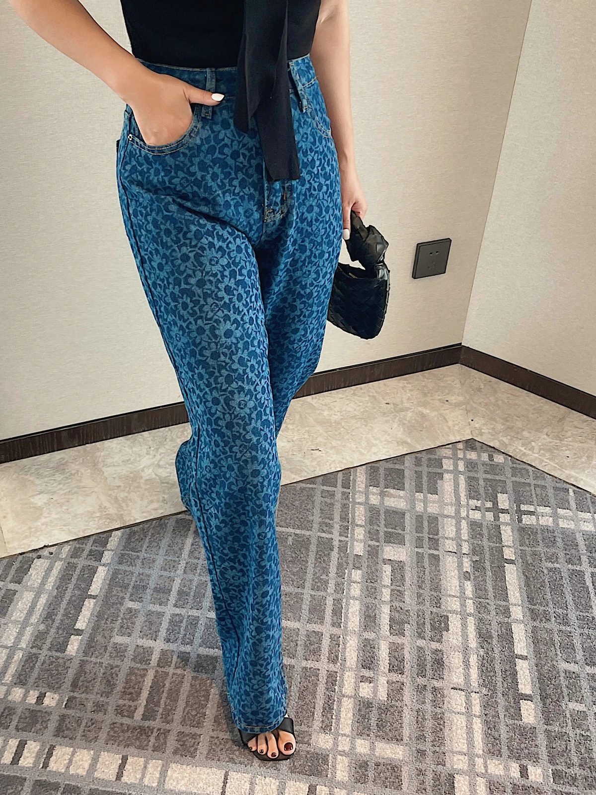 Floral Jeans Cargo Pants Y2K Women Clothing 2025 Woman Spring Summer Korean Fashion Elegant Long Trousers Wide Leg High Waist