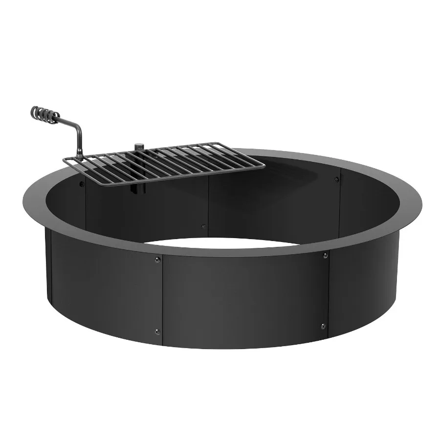 

Fire Pit Ring w BBQ Fire Ring 35 Inch Outer Steel DIY Campfire Firepit