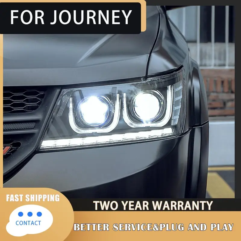 1 Pair LED Headlight Assembly for Dodge Journey 2009-2016 LED Headlights with LED DRL Dynamic Turning Projector Lens Head Lamps