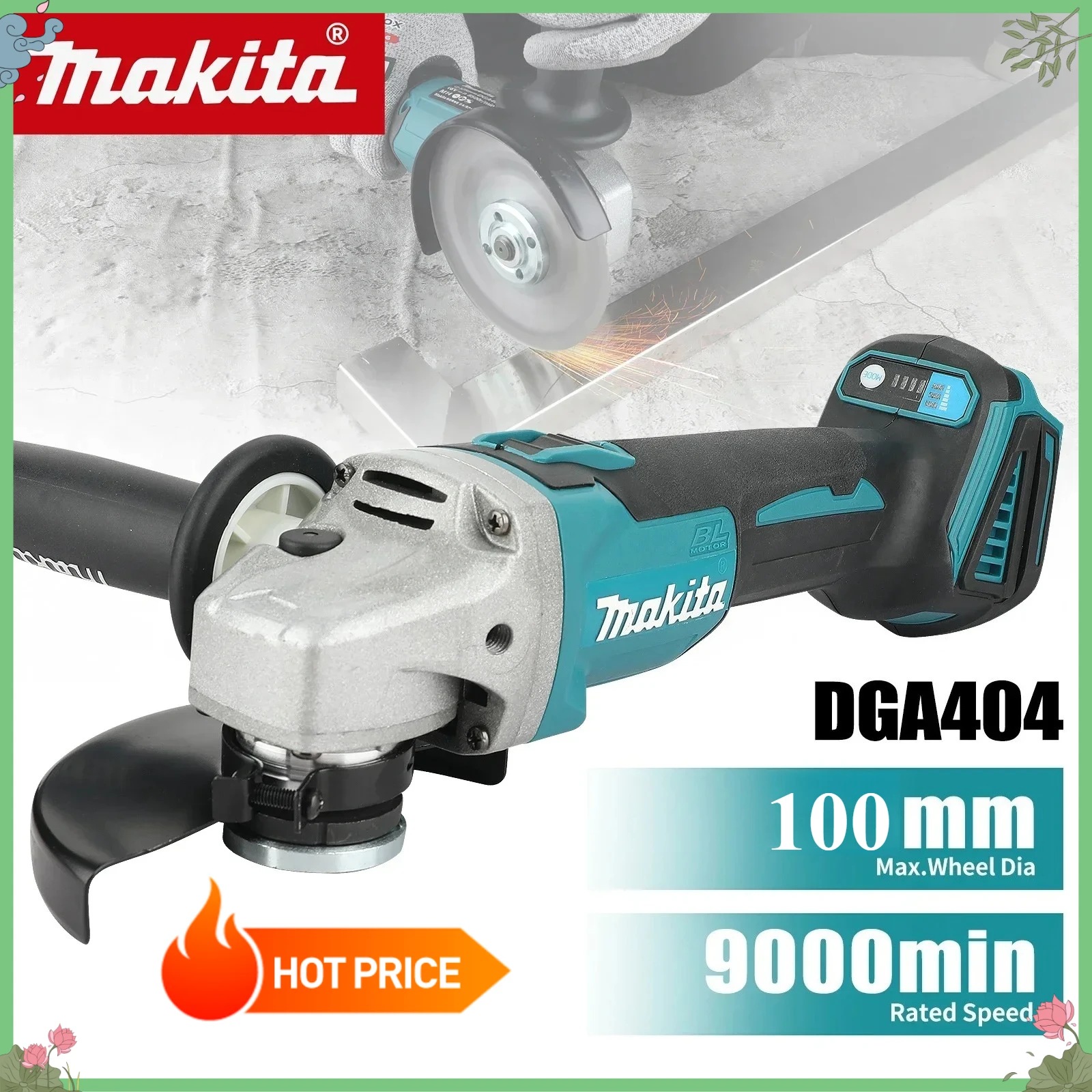 

Makita DGA404 100mm Brushless Electric Angle Grinder Metal Wood Grinder Cordless Grinding 18V Polishing Cutting Machine Tool