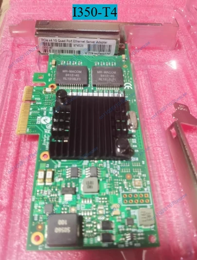 Nueva tarjeta de interfaz de red Gigabit de cuatro puertos I350-T4, interfaz PCIe x4, con chips duales MACOM