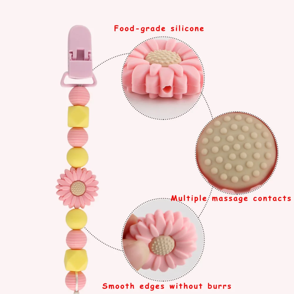 Sunrony 10pcs Mini Leaf Flower Silicone Beads For Jewelry Making Food Grade DIY Pacifier Chain Necklace Accessories