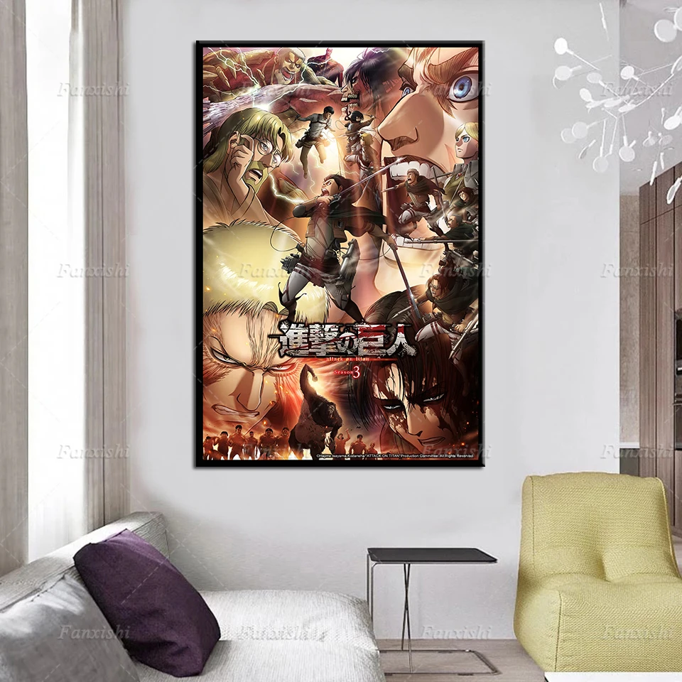 Japan Anime Attack On Titan Poster Nordic Modern Home Decor Prints Pictures Living Room Cuadros Wall Art Painting Gift