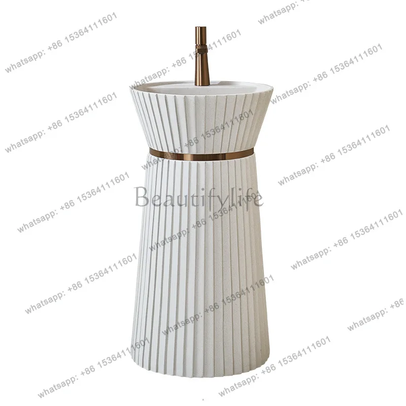 

Japanese wabi-sabi wind small waist column basin floor-to-ceiling personalized creative face wash table