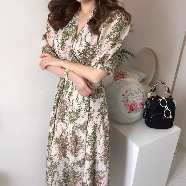 

Летний женский повседневный костюм Dr Solowen с V-образным вырезом и завязками на талии, комфортный и стильный