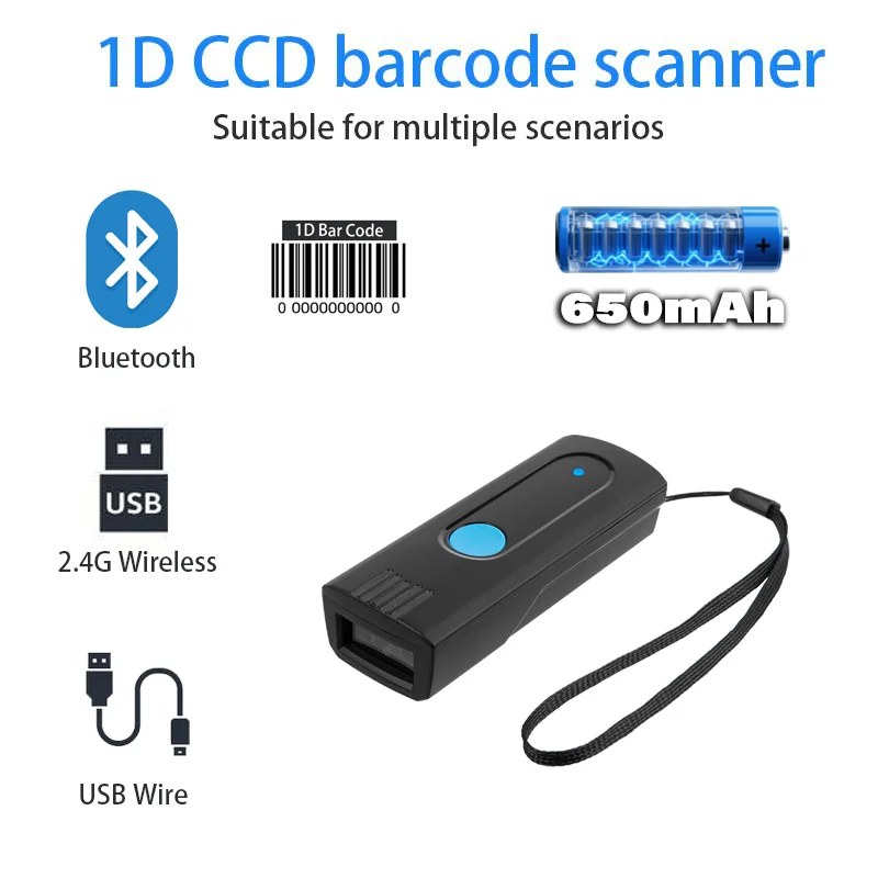 Mini Pocket Barcode Scanner Wireless Bluetooth Instant Upload or storage Mode Optional Support IOS Android Windows System