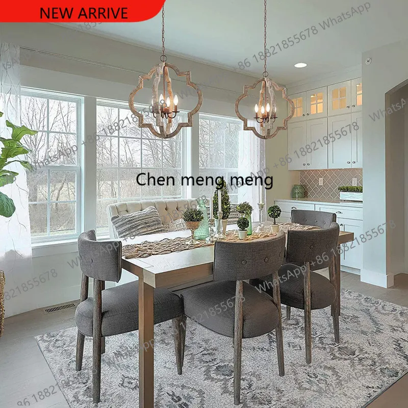 

B182 New restaurant American simple entrance chandelier retro wood art entrance corridor creative personality study bedroom ligh