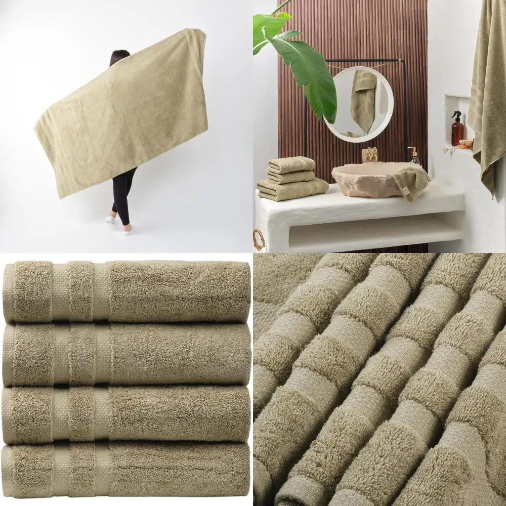 

Набор из 4 роскошных турецких хлопковых банных полотенец зеленого цвета | Мягкий, прочный, впитывающий | Плюшевые полотенца гостиничного качества