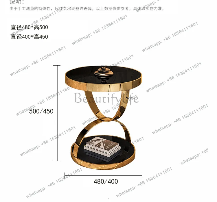 Sofa round Coffee Table Model Room Phone Table Stainless Steel Small Tea Table