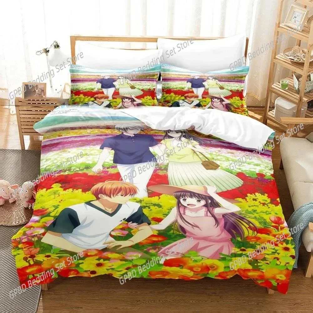

Anime Fruits Basket Comfortable Duvet Quilt Cover Pillowcase Bedding Set Children Bedroom Decoration Home Textile