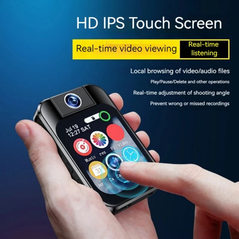 

1 шт., спортивная камера HD Bluetooth, задний зажим, спорт на открытом воздухе, велоспорт, пеший туризм, камера с сенсорным экраном, записывающее устройство для правоохранительных органов, MP3