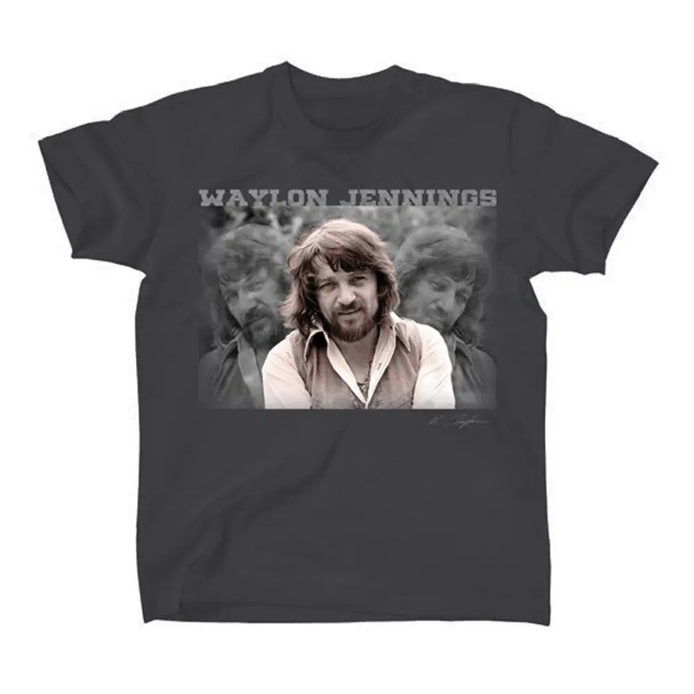 Men's Waylon Jennings Portrait T shirt XX Large Charcoal