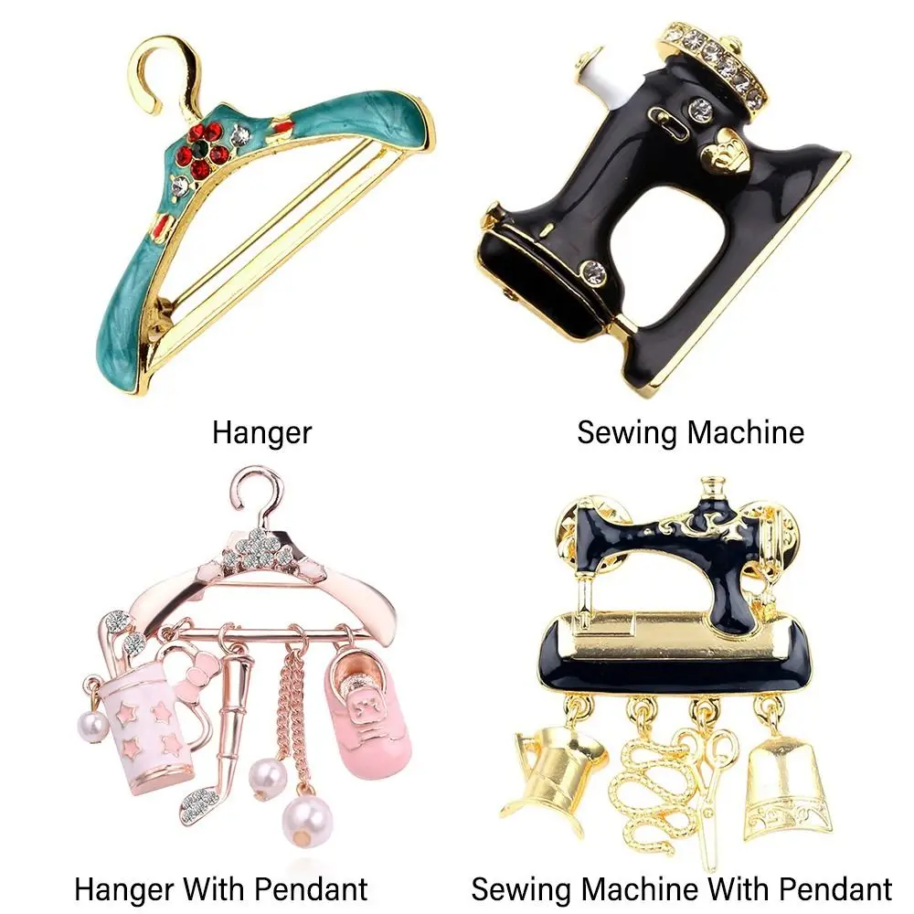 حقيبة الملابس والاكسسوارات المعدنية للنساء شماعات دبابيس ماكينة خياطة بروش دعوى طوق دبابيس المينا بروش #5